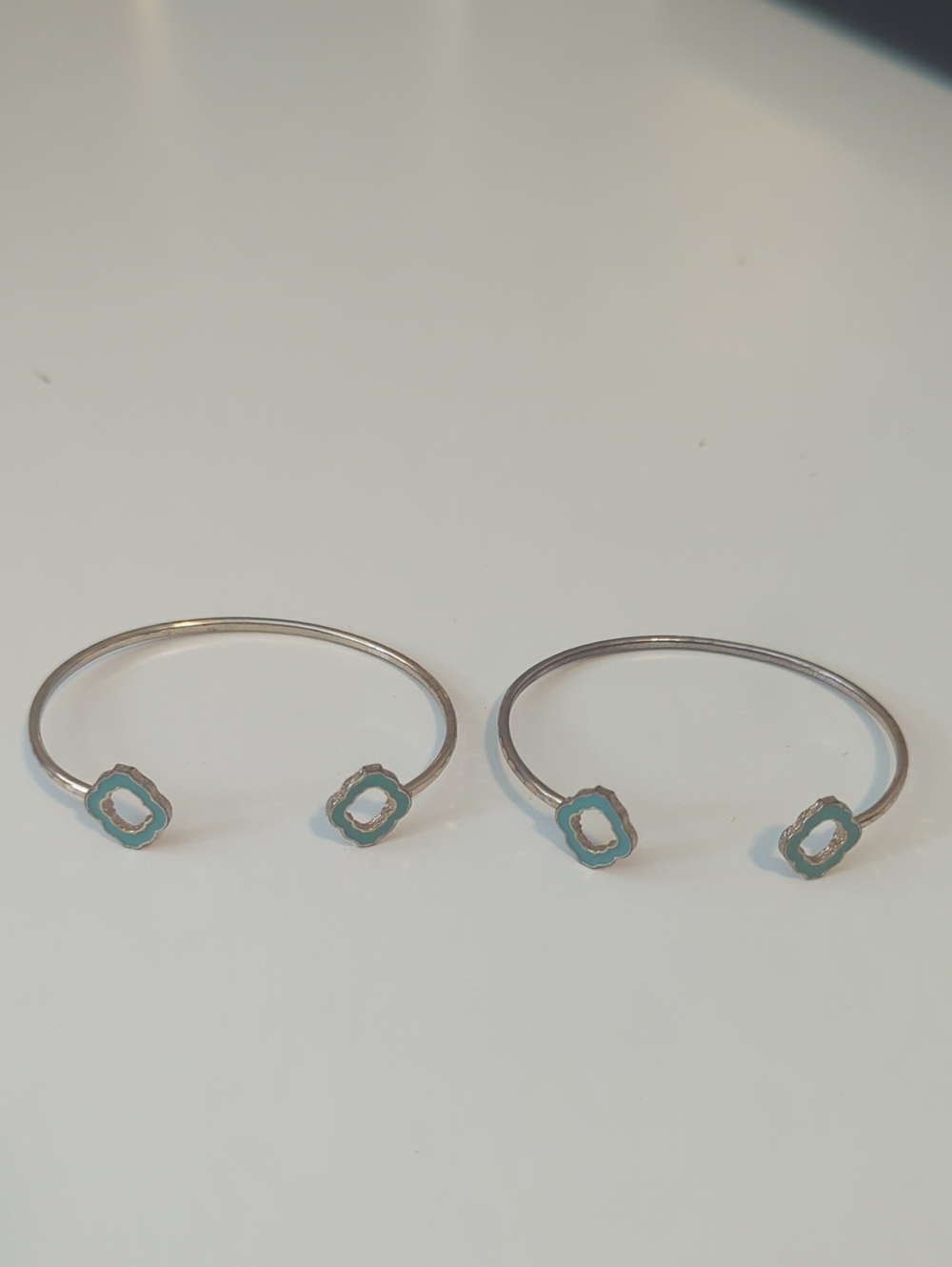 Turquoise And Gold Accent Open Bangle Bracelet - Women Jewelry - Set Of 2